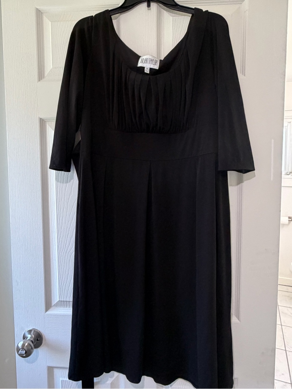 Julian Taylor Black Pleated Scoop Midi Dress
